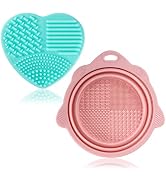 2pcs Makeup Brush Cleanser Mat, Silicone Makeup Brush Cleaner Pad And Bowl Srubber,Portable Washi...