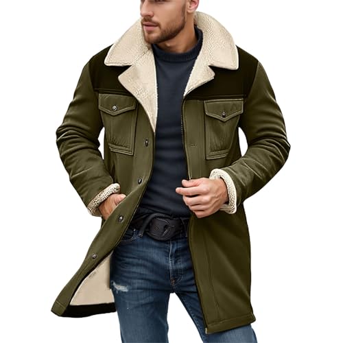 Generico Chaqueta de hombre forrada de forro polar multi-bolsillo Bomber Cálida Invierno Plus Size Invierno Cremallera Abrigo Cuello Solapa Manga Larga Acolchada Vintage Outdoor Pesca Fotografía