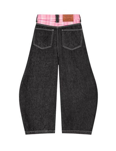 Aelfric Eden Plaid Baggy Barrel Jeans Wide Leg Pants for Women Men Casual Lantern Unisex Streetwear Y2K Loose Denim Jeans2