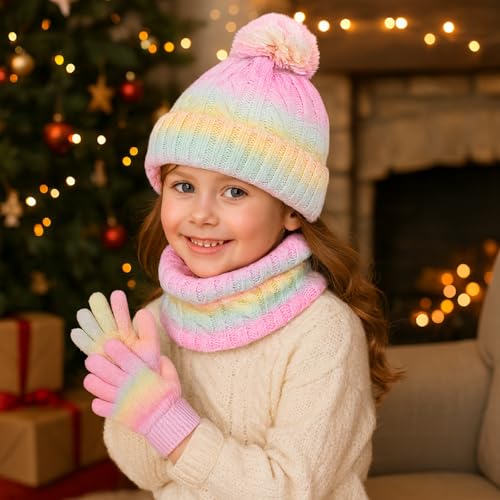 Conjunto de gorro bufanda y guantes para niños pequeños de 3 a 10 años 3