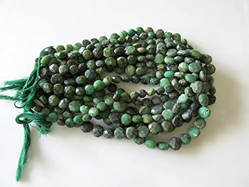 LKBEADS Chryzopraz koraliki guzikowe, fasetowane surowo wyglądające chryzopraz płaskie rondelle, koraliki 11 mm, sznurek 35 cm