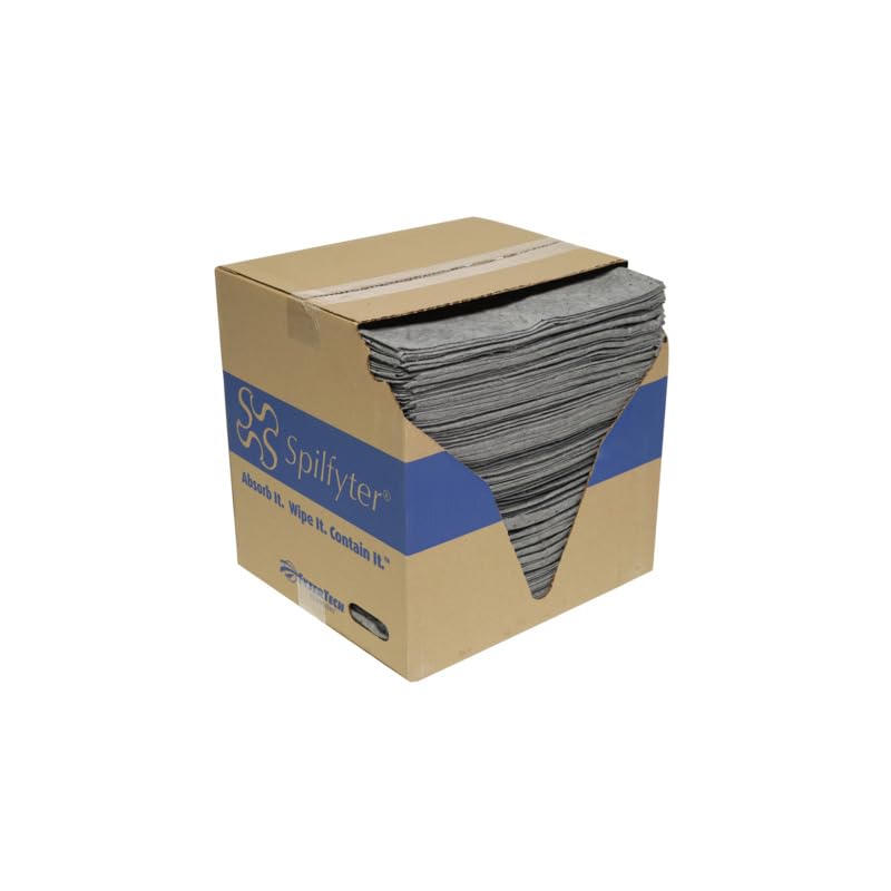 Spilfyter Medium Duty Absorbent Pads - 16" x 18", 200-Pack- Universal Leak, Drip, and Spill Control, 32 Gal Absorbency
