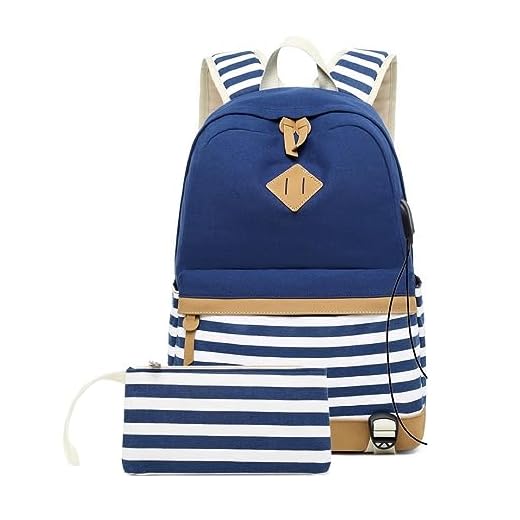 Mochila Escolar Leve Resistente Saída Usb Masculino Feminino Bolsa Feminina Com Estojo Para Escola Passeio (Azul)