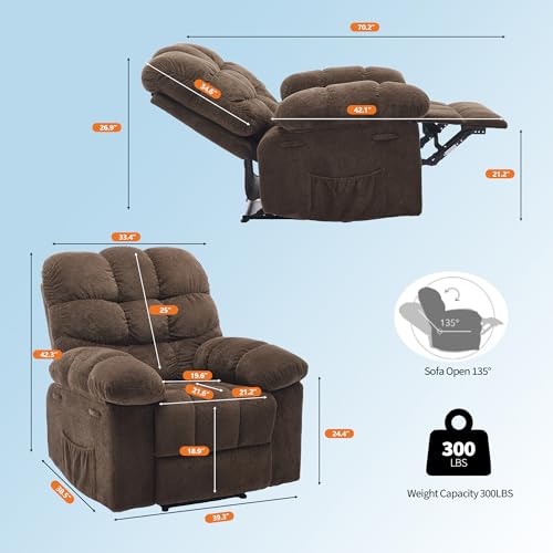Sillón reclinable ergonómico marrón oversize miniatura 3