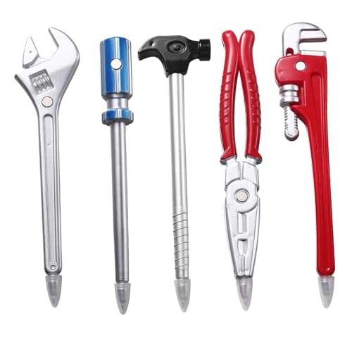 HKYLRAT 5Pcs Funny Tool Ballpoint Pens, Novelty Black Ink Hardware Shape Pen, Hammer Pens Wrench Writing Pen for Boys Worker Craftsman Gift School Office Stationary Supplies