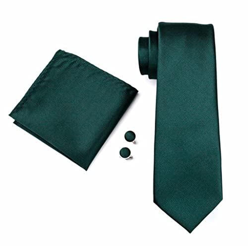 Conjunto de corbata de pre-nudo verde sólido para hombre miniatura 3