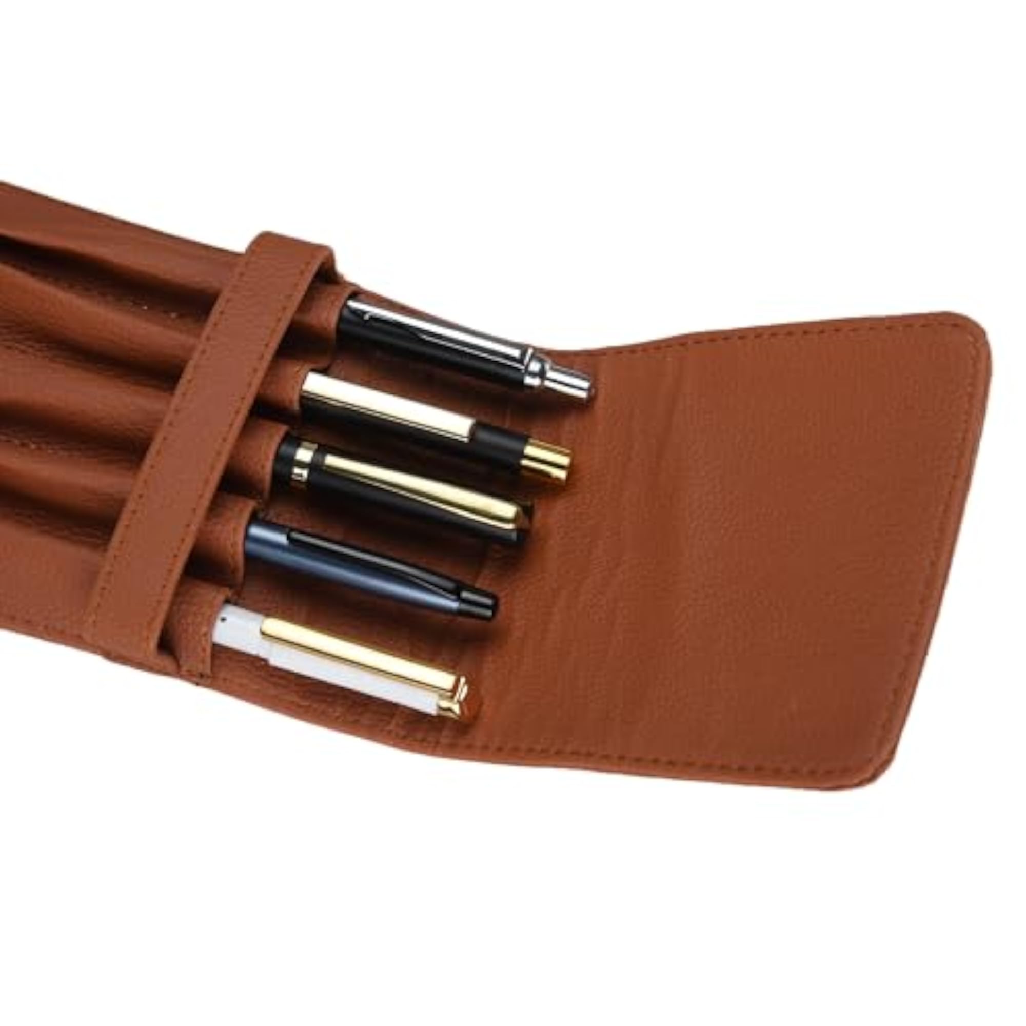 PU Leather Pen Holder for 5 Pens, Colour KP-Tan