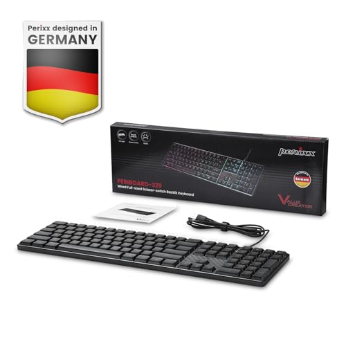 PERIBOARD-329 II - Tastiera retroilluminata cablata con tasti a forbice e lettere di grandi dimensioni, QWERTY UK - Tastiera gaming - Immagine 6