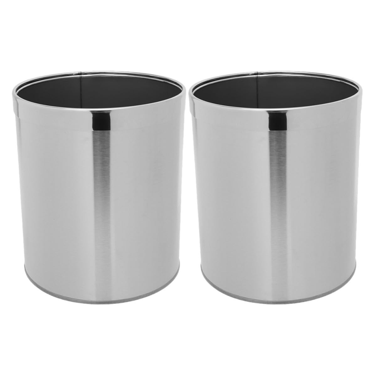 ERINGOGO 2 Piezas Papelera Redonda de Acero Inoxidable, Plata