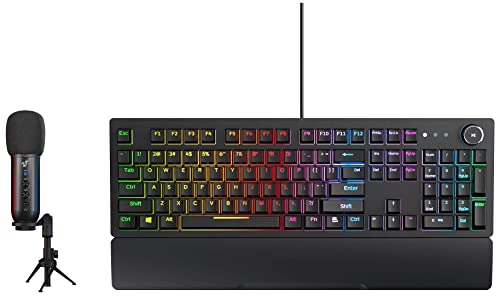 Image of Redgear Shadow Vox Gaming Auxiliary, USB Unidirectional Microphone with RGB Lighting, Adjustable Tripod and Echo & Gain Control & Shadow Blade Mechanical Keyboard with Drive Customization