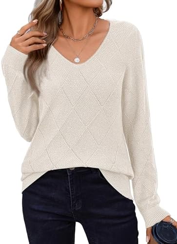 Zeagoo Womens Sweaters Fall 2026 Long Sleeve Knit Pullover V Neck...