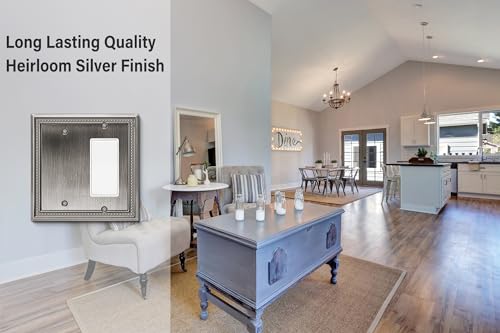 Image of Henne Bery Sunken Pearls Heavy Duty Decorative Wall Plate Switch Plate Outlet Cover (Blank /Decorator, Heirloom Silver)