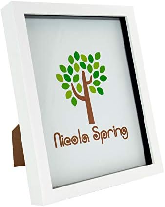 Nicola Spring Box Picture Glass Photo Frame, Standing & Hanging - White - 8 x 10