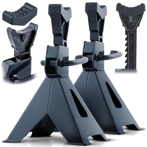 Humberg Lot de 2 chandelles de travail pour voiture - Charge maximale : 3 tonnes - Hauteur réglable : 260-400 mm - En acier inoxydable - Noir