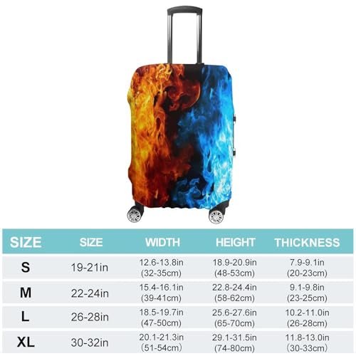 Red And Blue Fire Flames Luggage Cover Travel Suitcase Cover Luggage Protector 22-24 Inch2