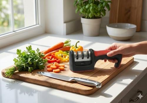 Image of Magnificent Manual Knife Sharpener Tool with 3 Stage Sharpening System | If The Box Does not Matches as in Main Image Please Return the Item, Because its Fake, its D&M FunVerse Printed on All Boxes