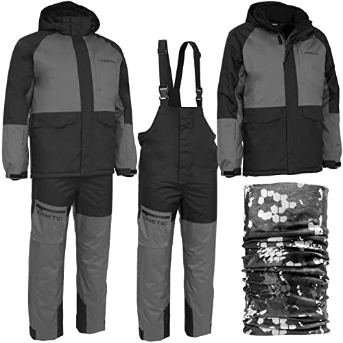 Mega Fishing Kinetic Polar - Traje de pesca de invierno para exteriores, chaqueta de 2 piezas, pantalón + paño múltiple Cover