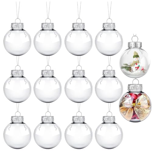 YINZZTRY Durchsichtige Weihnachtskugeln, 12 Stück Klar Kunststoff...
