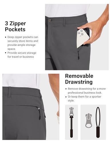 SPECIALMAGIC Golf Pants Men Stretch Slim fit Hiking Pants Lightweight Dress Casual Tapered Zipper Pockets2