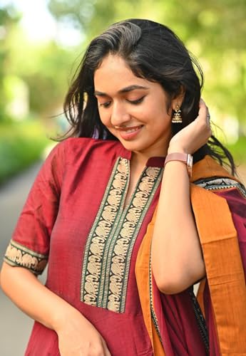 Image of GoSriKi Women's Rayon Viscose Solid Anarkali Kurta with Dupatta