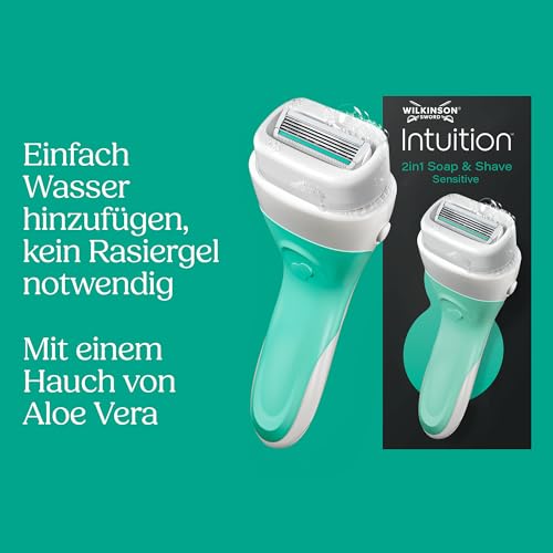 Wilkinson Sword Intuition 2in1 Soap & Shave Sensitive Skin Damenrasierer, 3 Ersatzklingen plus 1 Gratis für Damenrasierer – Ansicht 2