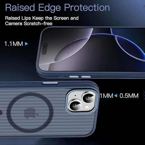 Image of KARWAN Polycarbonate Beam Magnetic Protective Cover Compatible with iPhone 15 Camera & Body Protection|Anti Shock,Scratch Resistant|Precise Cutouts Modern Design|Wireless Charging (Blue)
