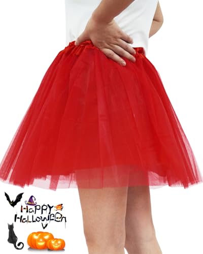 Winrola Women Teens Red Tutu Adult 4 Layered Tutu Skirt With Satin Lined Dance Non See-Through Tutu Halloween Tutu Costumes thumb #4