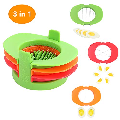 Beaverve Egg Slicer, 3 In 1 Multifunctional Hard Boiled Egg Slicers with Stainless