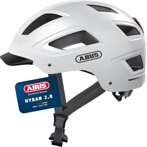 ABUS Casque de Ville Hyban 2.0 - Casque de vélo avec feu arrière, Coque Dure en ABS, Bonne Forme - pour Femmes et Hommes