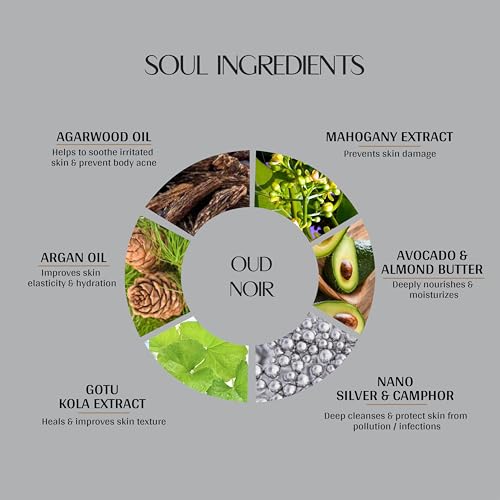 Image of VEDIC VALLEY Oud Noir Hair & Body Wash with Mahogany and Argan Oil | Paraben Free Body Wash for Men & Women Helps Reduce Hair Fall & Supports Healthy Growh | Brightens Skin, Nourishes & Moisturizes Formula | 300 ml