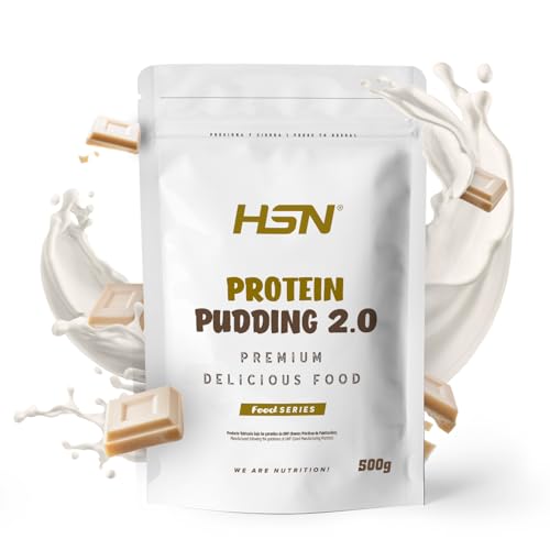 HSN Pudding Proteico 2.0 | Chocolate Blanco 500g = 13 Tomas por Envase | Pudín Alto en Proteínas Sin Gluten y Vegetariano | Ideal Postre o Merienda Bajo en Calorías Sin Azúcares Añadidos