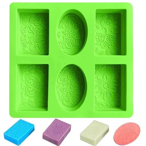 6 Cavities Soap Moulds | Flower Leaf Pattern Soap Mold | Handmade Craft Mould for Soap Making | Candle Making | Resin, Cupcake, Muffin Baking for Homemade (Pack of - 1) (Multicolor)-image-1
