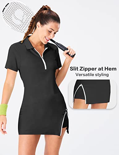 Image of Hiverlay Tennis Dresses for Women with 2 Pockets Built in Shorts UPF 50+ Golf Dress Workout Athletic Dresses