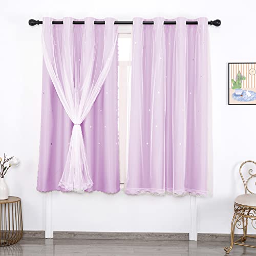 Rideau occultant violet double couche de qualité supérieure 94 cm
