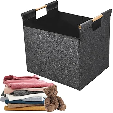 Cesta Fieltro Leña,50x38x40 cm Cesta Leña Chimenea, Caja para Leña Grande Interior, para Almacenar Leña, Revistas, Periódico, Juguetes Cover