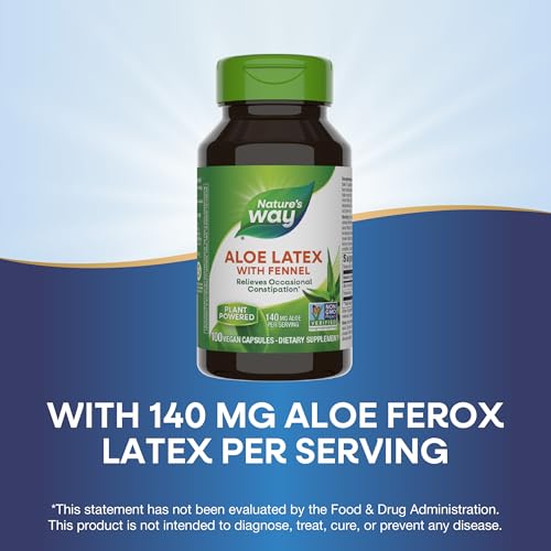 Nature's Way Aloe Latex with Fennel, For Occasional Constipation*, Non-GMO Project Verified, Gluten free, 100 Vegan Capsules (Packaging May Vary) - Image 5