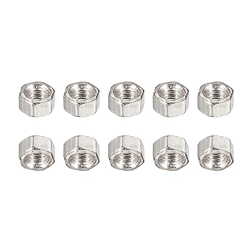 Dtgn DTF220610TT1213 M1.4X0.3Mm(Dxp) Hex Nuts - 100Pack - Good For Home Garage Repair - Copper Nickel Plated Hexagonal Nuts cover