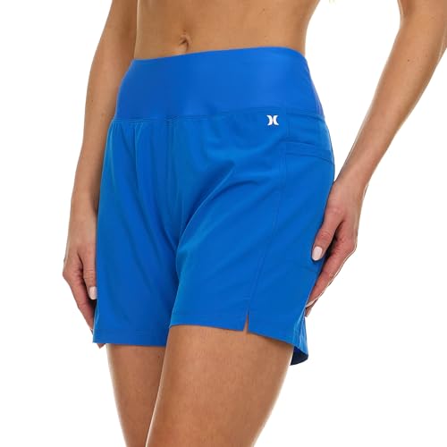 Image of Hurley 5 inch /7 inch High Waisted Swim Shorts Women, Board Shorts with Pockets & Inner Liner, Quick Dry Swim Trunk, UPF 50+
