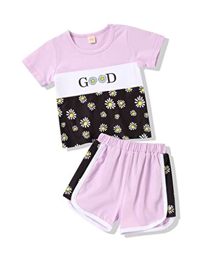 Image of Hipea Toddler Baby Girl Outfits Flower Tops Sleeveless Vest Shorts Headband Summer Clothes Set
