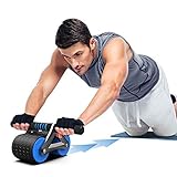 Eachbid Rueda Abdominales Fitness, AB Roller y Esterilla Antideslizante para Rodillas, Fitness Aparatos para el Hogar, para gimnasio en casa, Fuerza Muscular Entrenamiento Abdominales Suelo