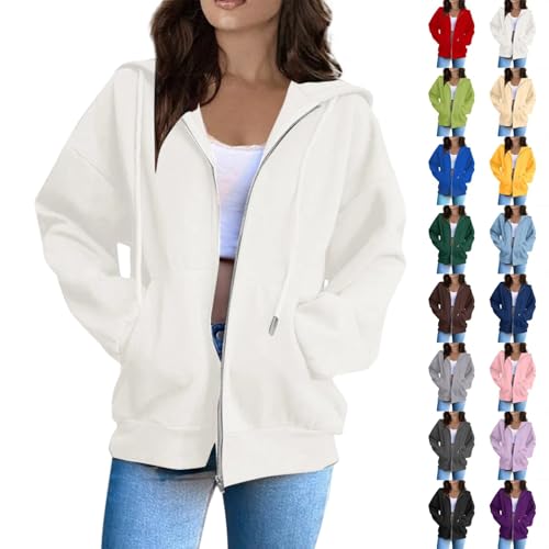 Womens Zip Up Hoodies Oversized Sweatshirts 2025 Fall Winter Trendy Long Sleeve Casual Lightweight Y2K Hooded Jacket