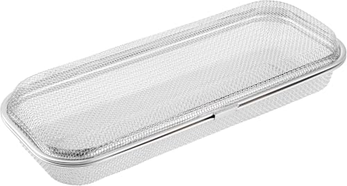 ステンレススチール メッシュ カトラリーバスケット 食洗機用 蓋付き 304ステンレス製 箸ホルダー 小物収納 27.5cm×11cm×4.5cm