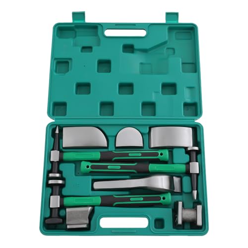 9pcs Dent Repair Tool Kit, Auto Body Panel Fender Hammer Dolly Set Sheet Metal Repair Tool Kit, Sheet Metal Repair Tool Kit ender Tool Dent Crowbar Repair Kit w/Toolbox for Auto/Mechanical Repair