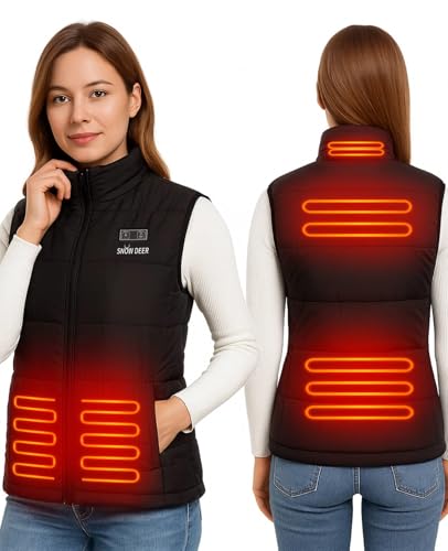 SNOW DEER Heated Vest for Women, Lightweight Electric Vest with Large Heating Zone, Waterproof for Winter Outdoor Activities