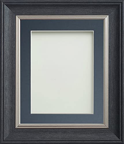 Frame Company Drummond Charcoal Grey Photo Frame, Blue Mount, 20x16 for A3 (16.5x11.75 inch, fitted with perspex)