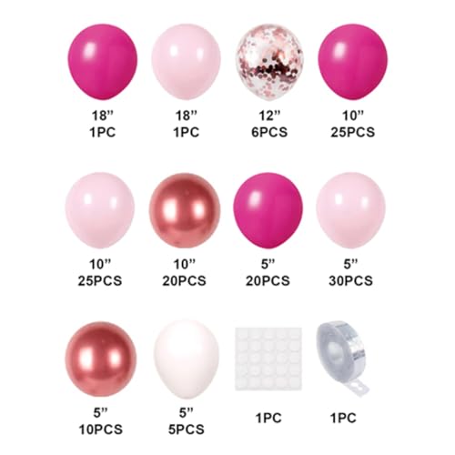 DAYSTAR 145PCS Conjuntos de Balões de Festa, Balões de Látex de Tamanhos Diferentes, Decorações de F