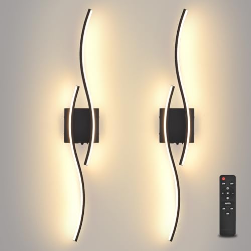 Image of Battery Operated Wall Sconces Set of Two, Black 31.4 inch 3 Color LED dimmable Wireless Wall Sconce with Remote Control, USB Rechargeable Wall Lights for Living Room Bedroom Hallway Background
