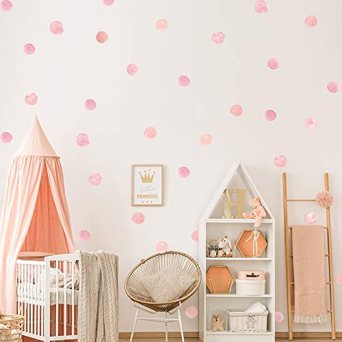 Pink Polka Dot Wall Decals 36Pcs Watercolor Dots Wall Sticker For Kids Baby Girls Teens And Nursery Room (6 Sheets) #TOP2