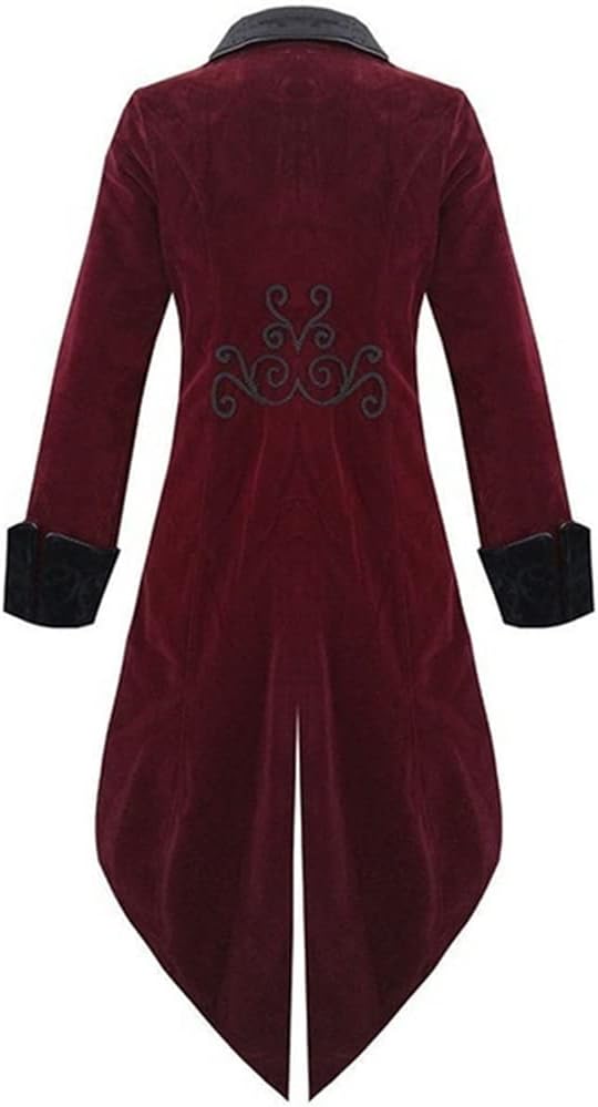 GOLDSTITCH Mens Medieval Steampunk Tailcoat Velvet Victorian Gothic Vintage Frock Halloween Costume Coat