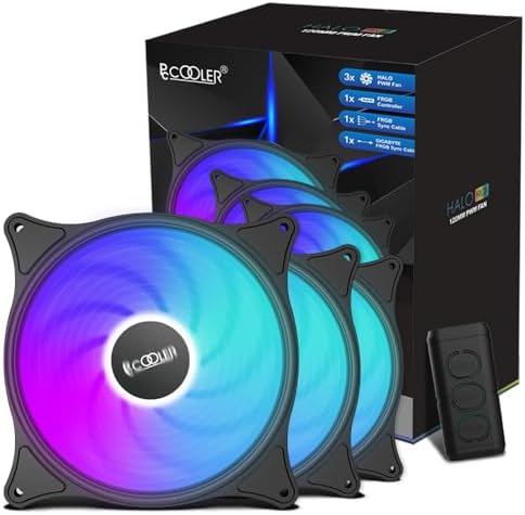 PCCOOLER 120mm RGB Case Fan with Hydraulic Bearing 3 Pack Magic Moon Series, PC-FX120 High Performance Cooling Low Noise Computer Fans for PC Case